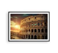 Cuadro Poster de Pared 100x70cm Marco Coloseum Roma Arquitectura Italia Art