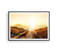 Cuadro Poster de Pared 100x70cm Marco la salida del sol onda isla océano Art