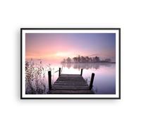 Cuadro Poster de Pared 100x70cm Marco Mañana salida del sol niebla lago Art