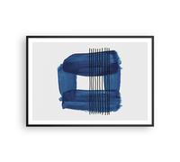 Cuadro Poster de Pared 100x70cm Póster Marco Abstracción Acuarela Azul Wall Art