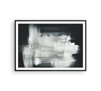 Cuadro Poster de Pared 100x70cm Póster Marco Abstracción Negro Blanco Wall Art
