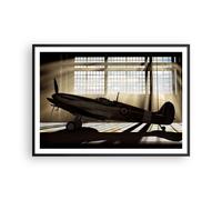 Cuadro Poster de Pared 100x70cm Póster Marco Airplain Hangar vuelo histórico Art