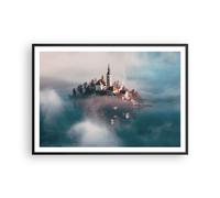 Cuadro Poster de Pared 100x70cm Póster Marco Alpes Bled Iglesia Wall Art Prints