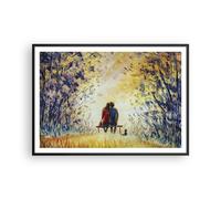 Cuadro Poster de Pared 100x70cm Póster Marco Amantes En Banco Wall Art Prints