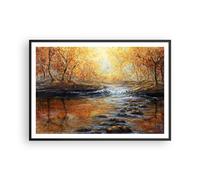 Cuadro Poster de Pared 100x70cm Póster Marco arroyo parque arbol Wall Art Prints