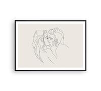 Cuadro Poster de Pared 100x70cm Póster Marco Art. Línea Beso Wall Art Prints