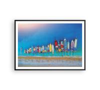 Cuadro Poster de Pared 100x70cm Póster Marco Barco Playa Perspectiva Wall Art