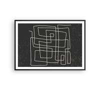Cuadro Poster de Pared 100x70cm Póster Marco Blanco Y Negro Laberinto Línea Art