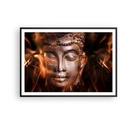 Cuadro Poster de Pared 100x70cm Póster Marco Buda estatua misterio Wall Art