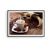 Cuadro Poster de Pared 100x70cm Póster Marco Café negro desayuno chocolate Art