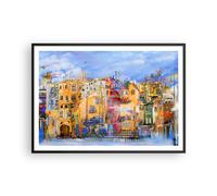 Cuadro Poster de Pared 100x70cm Póster Marco casco antiguo casa de vivienda Art
