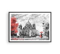 Cuadro Poster de Pared 100x70cm Póster Marco Catedral Berlín Amantes Wall Art