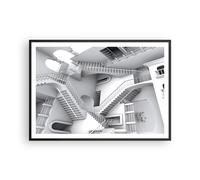 Cuadro Poster de Pared 100x70cm Póster Marco Ciencia Ilusión Escaleras Wall Art