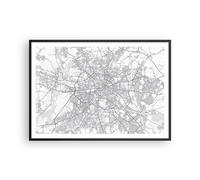 Cuadro Poster de Pared 100x70cm Póster Marco Ciudad Mapa Berlín Wall Art Prints