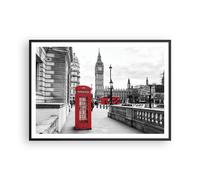 Cuadro Poster de Pared 100x70cm Póster Marco Cobertizo Teléfono Londres Wall Art