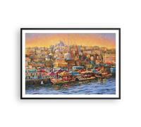 Cuadro Poster de Pared 100x70cm Póster Marco Colores Ciudad Turquía Wall Art