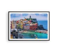 Cuadro Poster de Pared 100x70cm Póster Marco Colores Edificios Italia Wall Art