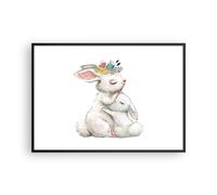Cuadro Poster de Pared 100x70cm Póster Marco Conejo Liebre Infantil Wall Art