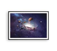 Cuadro Poster de Pared 100x70cm Póster Marco Cosmos Planetas Las Estrellas Art
