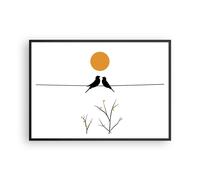 Cuadro Poster de Pared 100x70cm Póster Marco Cuadro Aves Sol Wall Art Prints