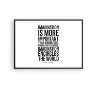 Cuadro Poster de Pared 100x70cm Póster Marco Einstein Maxim Imaginación Wall Art