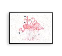 Cuadro Poster de Pared 100x70cm Póster Marco flamingo pájaro agua Wall Art
