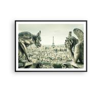 Cuadro Poster de Pared 100x70cm Póster Marco Gárgolas París Notre-Dame Wall Art