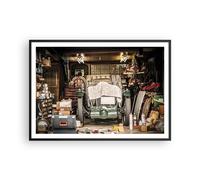 Cuadro Poster de Pared 100x70cm Póster Marco Histórico Coche Garaje Wall Art