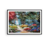 Cuadro Poster de Pared 100x70cm Póster Marco Impresionismo Naturaleza Bosque Art