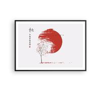 Cuadro Poster de Pared 100x70cm Póster Marco Japón Flor Cerezas Wall Art Prints