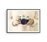 Cuadro Poster de Pared 100x70cm Póster Marco La Cámara Retro Fotografía Wall Art