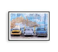 Cuadro Poster de Pared 100x70cm Póster Marco La Habana Vintage Coches Wall Art
