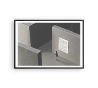 Cuadro Poster de Pared 100x70cm Póster Marco laberinto gris perdido Wall Art