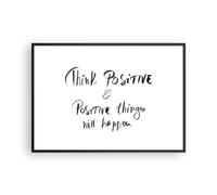 Cuadro Poster de Pared 100x70cm Póster Marco Lema Pensamiento Positivamente Art
