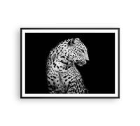 Cuadro Poster de Pared 100x70cm Póster Marco leopardo pantera gato Wall Art