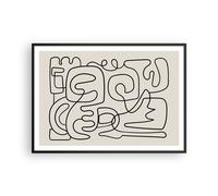 Cuadro Poster de Pared 100x70cm Póster Marco Línea Figuras Formas Wall Art