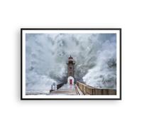 Cuadro Poster de Pared 100x70cm Póster Marco Linterna Mar Tormenta Wall Art