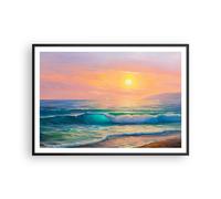 Cuadro Poster de Pared 100x70cm Póster Marco mar ola orilla Wall Art Prints