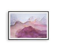 Cuadro Poster de Pared 100x70cm Póster Marco Mármol Rosa Violeta Wall Art Prints