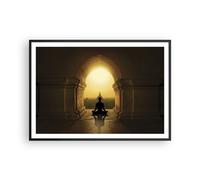 Cuadro Poster de Pared 100x70cm Póster Marco Meditación Templo Sombra Wall Art
