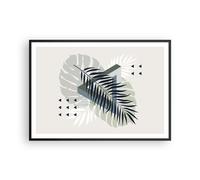 Cuadro Poster de Pared 100x70cm Póster Marco Monstera Palmeras Gráficos Wall Art