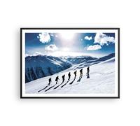Cuadro Poster de Pared 100x70cm Póster Marco Montaña Caminata Tops Wall Art
