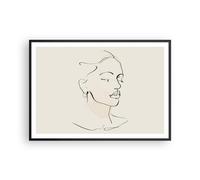 Cuadro Poster de Pared 100x70cm Póster Marco Mujer Dibujo Línea Wall Art Prints