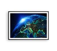 Cuadro Poster de Pared 100x70cm Póster Marco Noche espacio mundo vista Wall Art