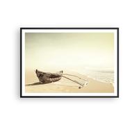 Cuadro Poster de Pared 100x70cm Póster Marco Łódź Naufragio Mar Wall Art Prints