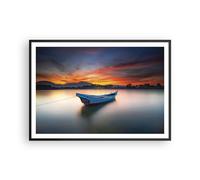 Cuadro Poster de Pared 100x70cm Póster Marco Oeste El Sol Barco Wall Art Prints
