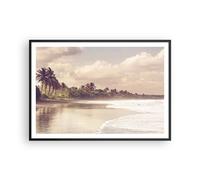 Cuadro Poster de Pared 100x70cm Póster Marco Palmeras Playa Agua Wall Art Prints