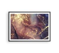 Cuadro Poster de Pared 100x70cm Póster Marco Piedra Oro Mármol Wall Art Prints