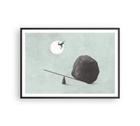 Cuadro Poster de Pared 100x70cm Póster Marco Piedra Palanca Física Wall Art