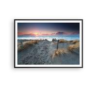 Cuadro Poster de Pared 100x70cm Póster Marco Playa Arena Paseo Wall Art Prints